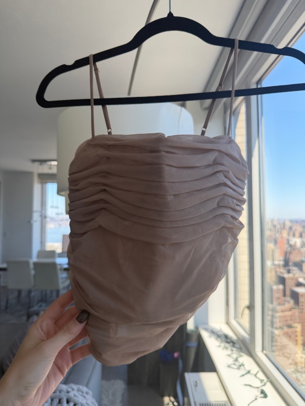 Aritzia Babaton Nude Beige Spaghetti Strap Corset Top Cropped